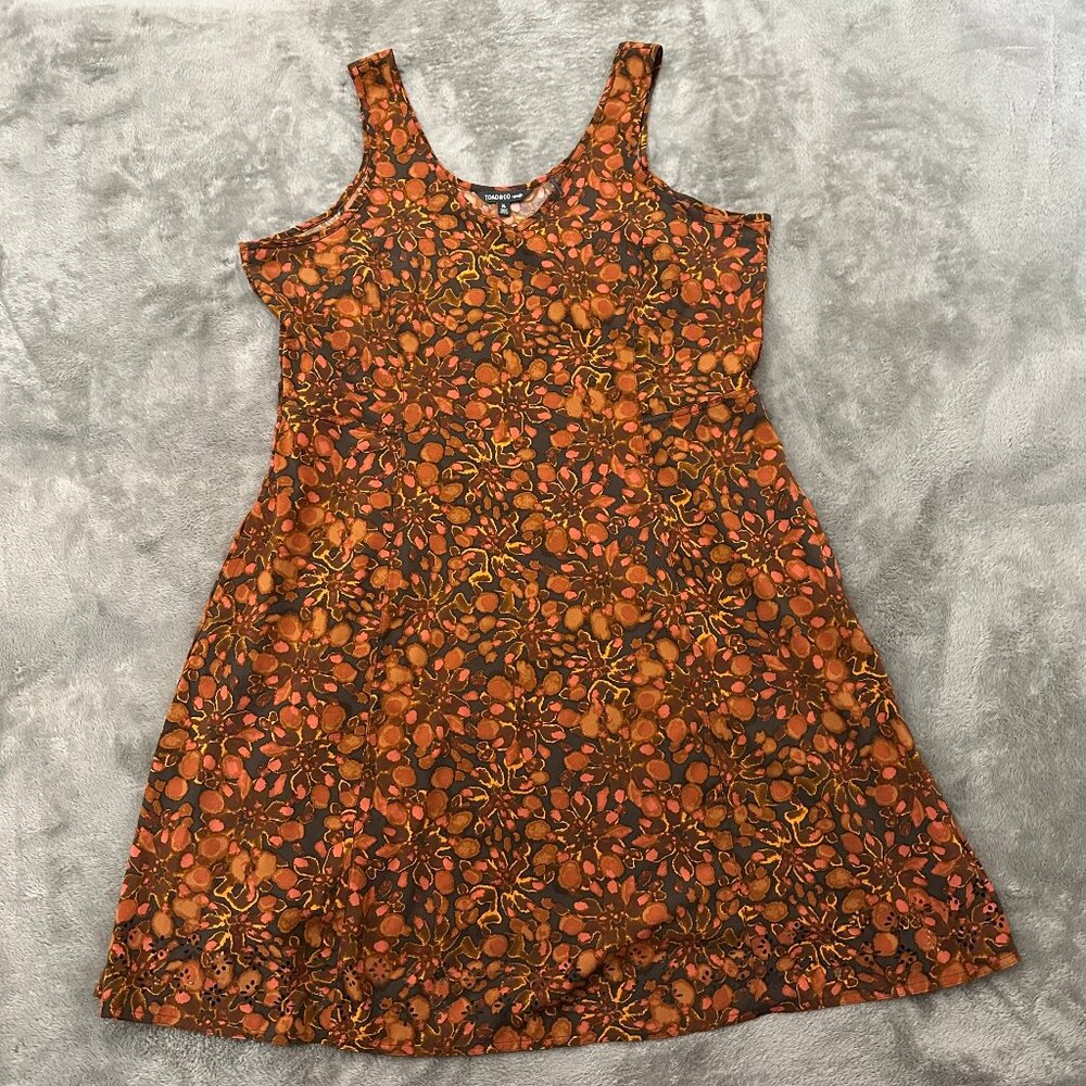 Toad&Co Sunkissed Floral Dress in Brown and Orange